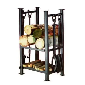 Fireside 'Felton' Log Carrier, Rack and Tools (Black)
