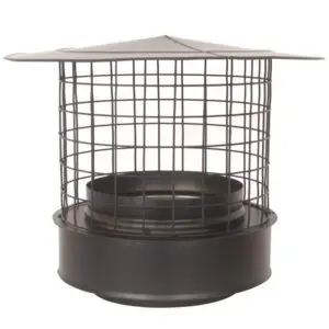 Meshed Rain Cap - Twin Wall Pipe 175mm (Black)