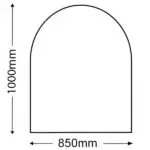 Glass Hearth (D-Shape, Semi-Circle, Medium) - 850mm x 1000mm