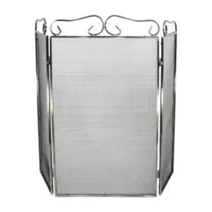 (DISCONTINUED) Fire Screen 3 Fold Plain Steel Height 28"