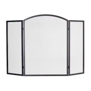 Fire Screen 3 Fold Arched Height 28" (Black)