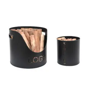 Fireside Log & Kindling Holders - Set Of 2 (Black)