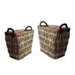 Fireside Mellowed Vertical Weave Log Baskets - Set Of 2