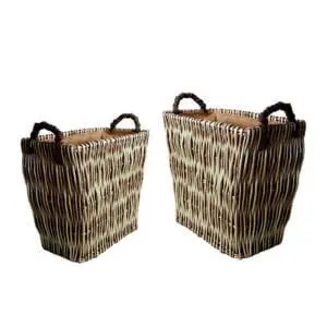 Fireside Mellowed Vertical Weave Log Baskets - Set Of 2