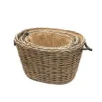 Fireside Oval Rope Handled Log Baskets - Set Of 3