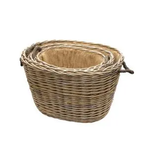 Fireside Oval Rope Handled Log Baskets - Set Of 3