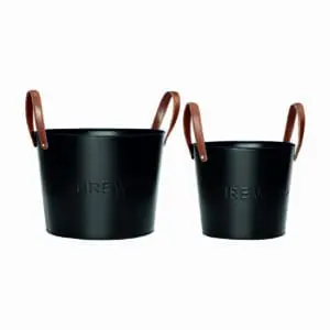 (DISCONTINUED) Fireside Fire Wood Emboss Buckets - Set Of 2