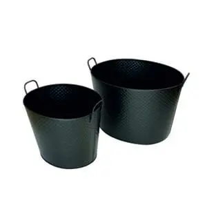 (DISCONTINUED) Fireside Oval Cross Emboss Log Carriers - Set Of 2 (Black)