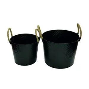 (DISCONTINUED) Fireside Emboss Log Carriers - Set Of 2 (Black)