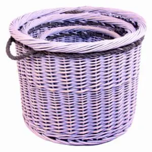 (DISCONTINUED) Fireside Rope Handles Deluxe 'Provence' Log Baskets - Set Of 3