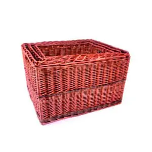 (DISCONTINUED) Fireside Rectangular Log Baskets With Integral Handles - Set Of 3