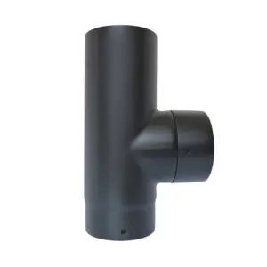 90° Tee Piece With Cap - Matt Black 150mm (6 Inch)
