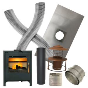 Beltane Chew Eco Design 4.6kw Defra Multifuel Stove & Flexible Flue Liner Installation Kit