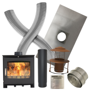 Woolly Mammoth 5 Wide – 5kw Defra Multifuel Stove & Flue Liner Installation Kit