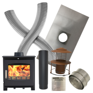 Woolly Mammoth 8 – 8kw Defra Multifuel Stove & Flue Liner Installation Kit