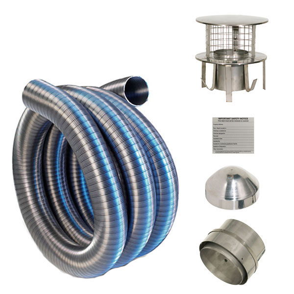200mm 904/904 Flexible Flue Liner Install Kit 3 Flexible Flue Liners