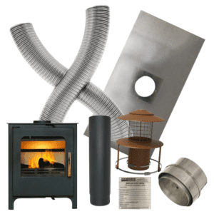 Beltane Chew Eco Design 4.6kw Defra Multifuel Stove & Flexible Flue Liner Installation Kit