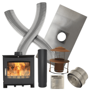 Woolly Mammoth 5 Wide – 5kw Defra Multifuel Stove & Flue Liner Installation Kit